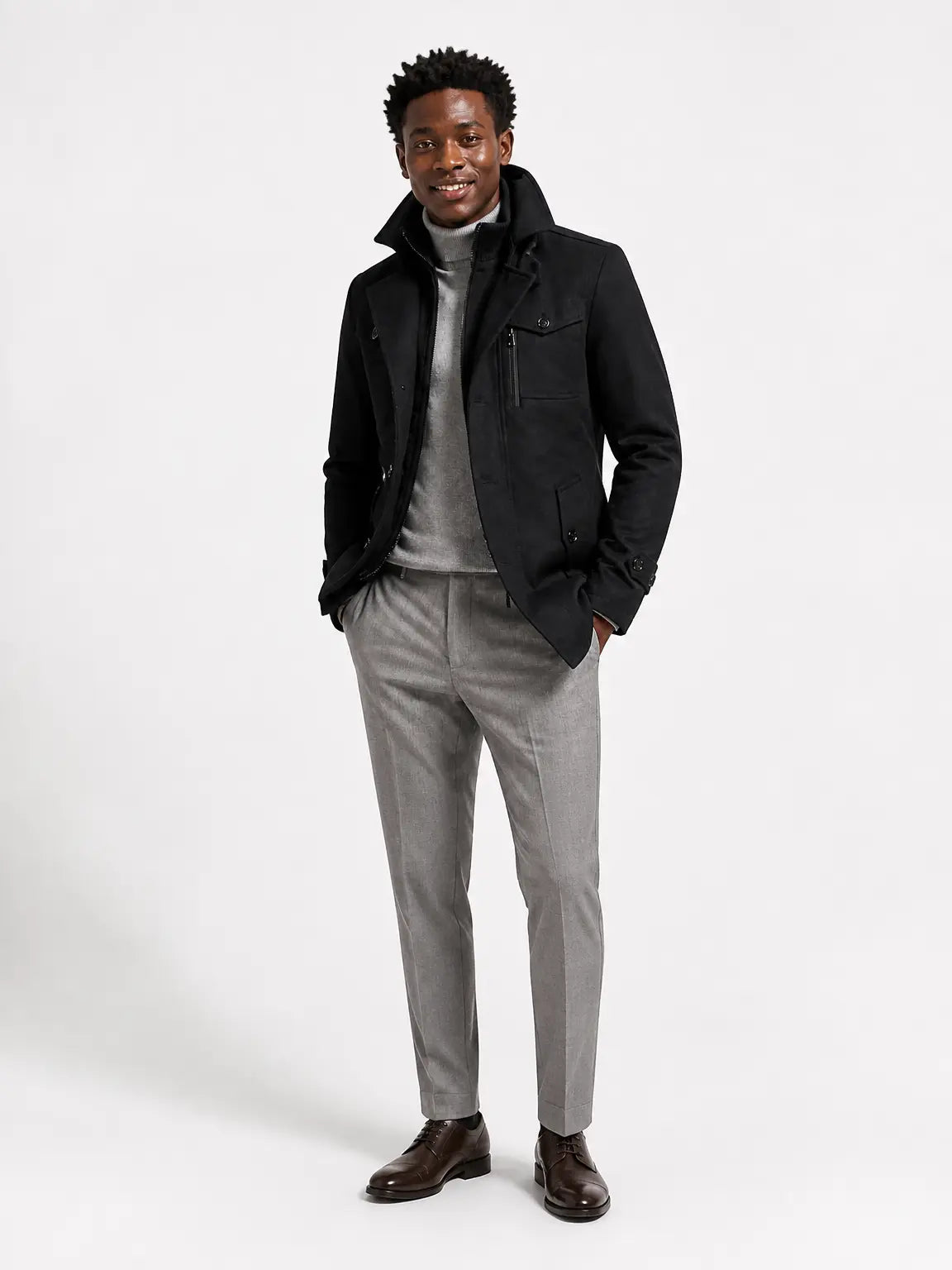 Over a sweater or a suit