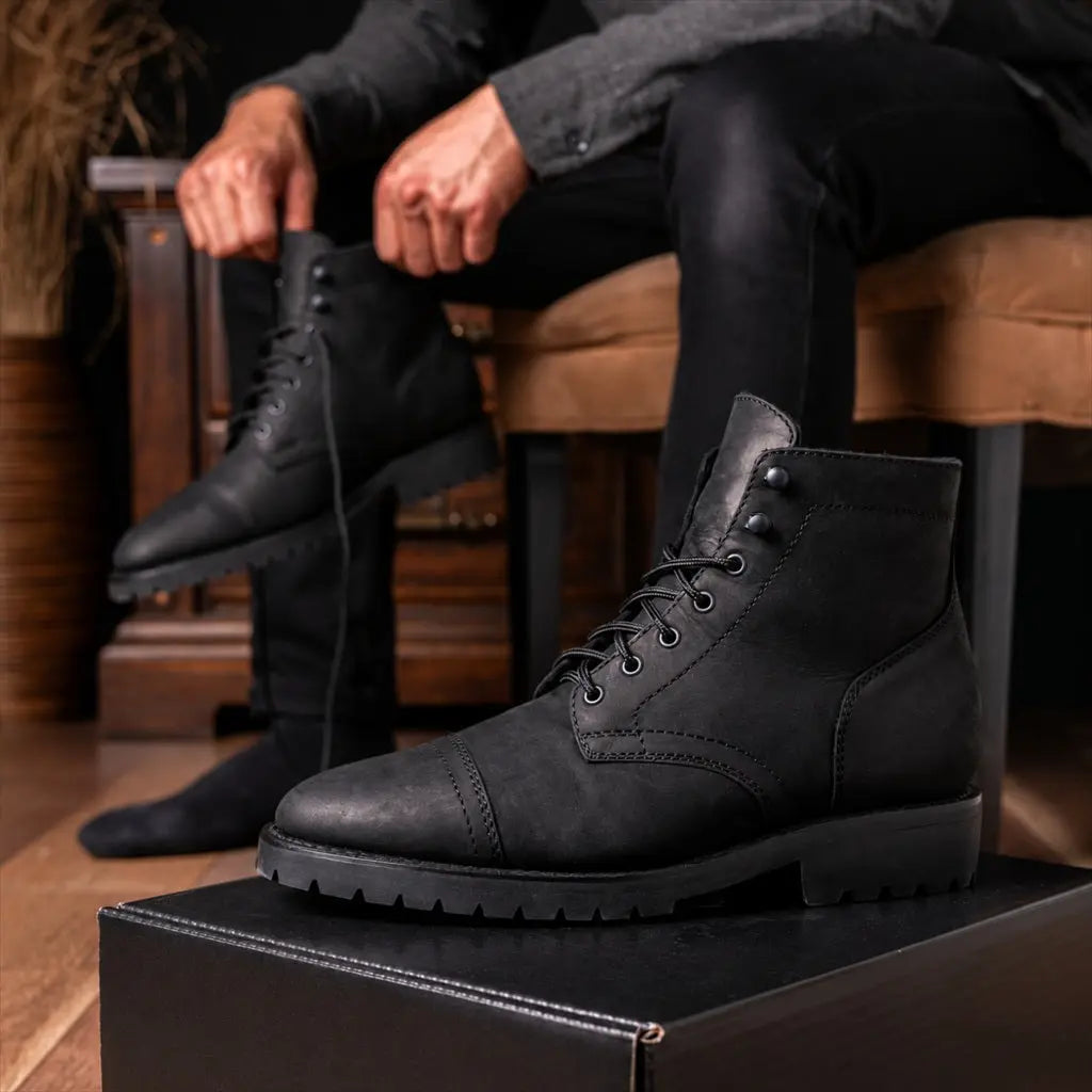 The Hayes Lug-Sole Boot — Matte Black