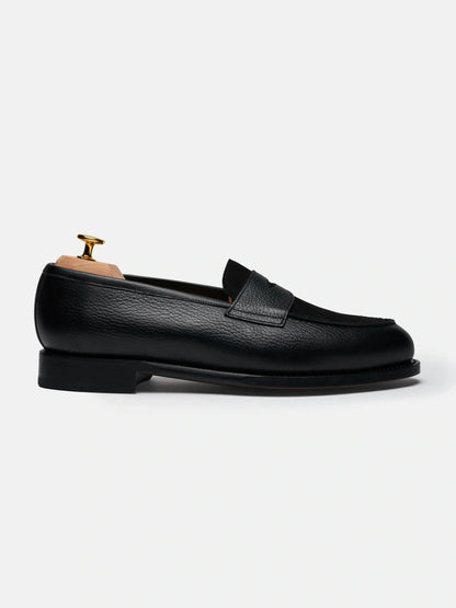 The Penny Loafer - Black Grain & Black Suede