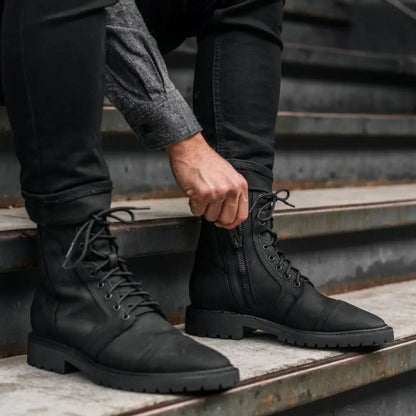 The Brennan Zip Moto Boot — Matte Black