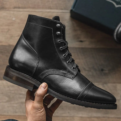 The Hayes Cap-Toe Boot — Black