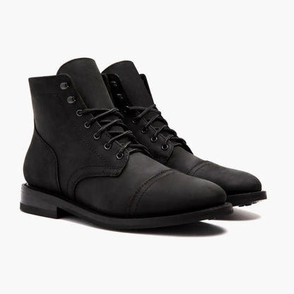 The Hayes Cap-Toe Boot — Matte Black