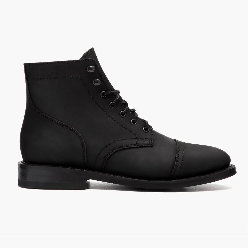 The Hayes Cap-Toe Boot — Matte Black