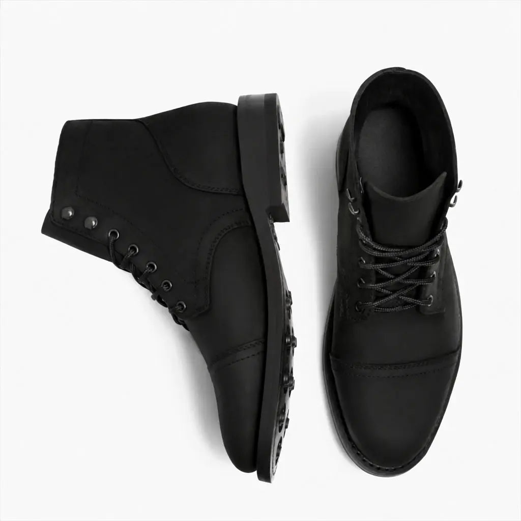 The Hayes Cap-Toe Boot — Matte Black