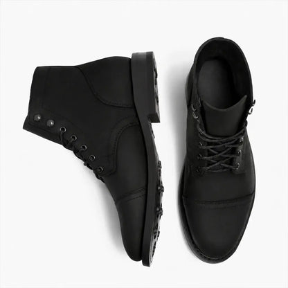 The Hayes Cap-Toe Boot — Matte Black