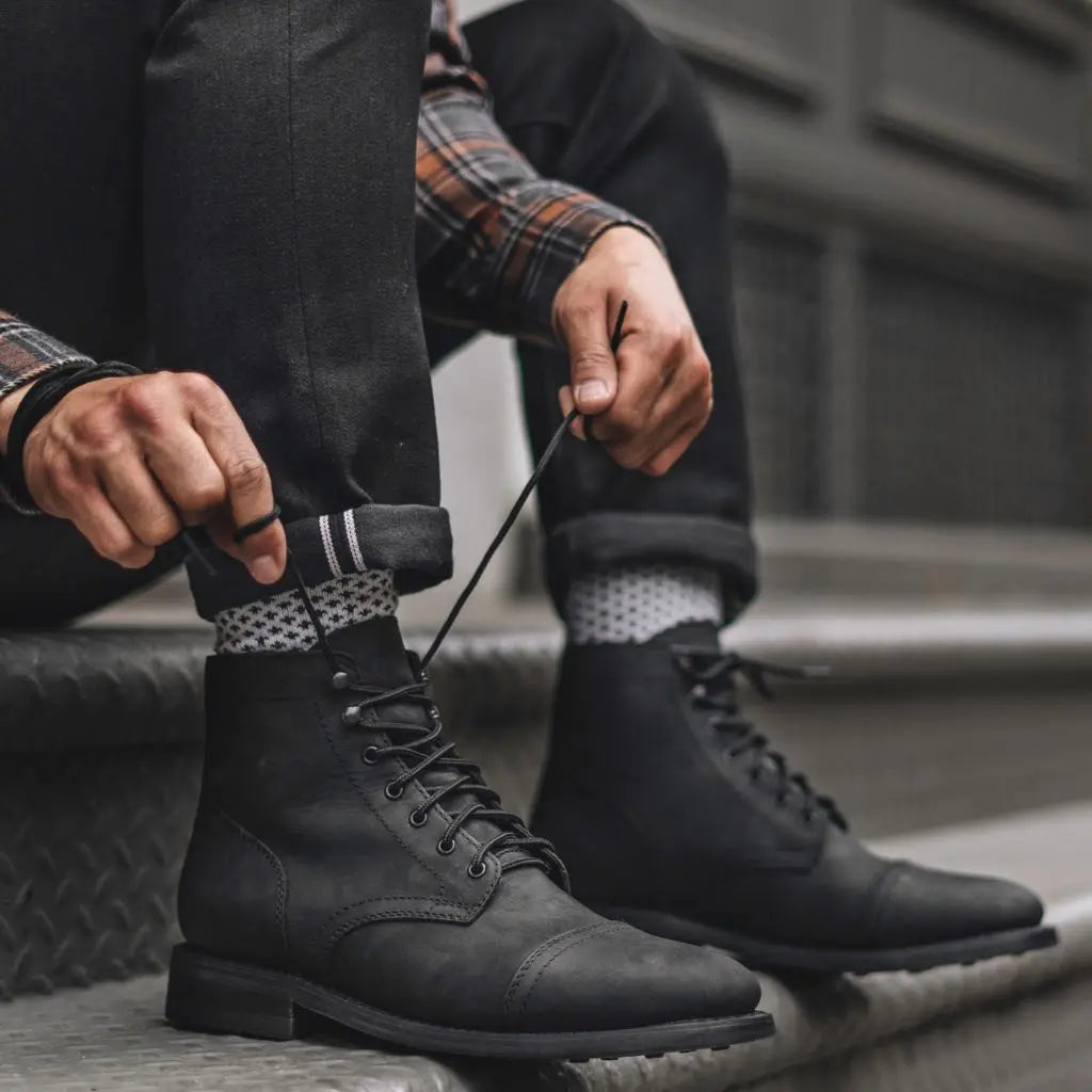 The Hayes Cap-Toe Boot — Matte Black