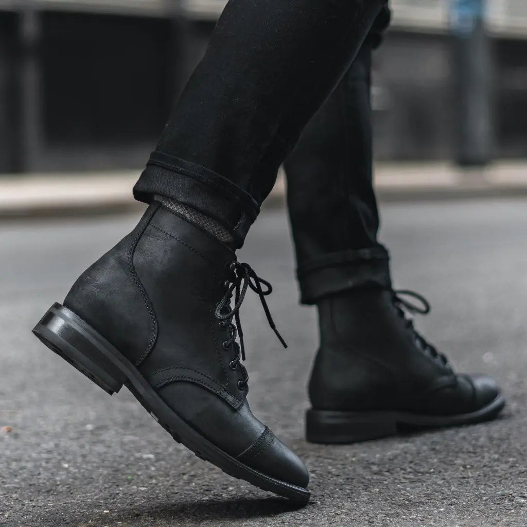 The Hayes Cap-Toe Boot — Matte Black