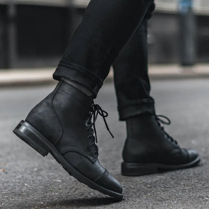 The Hayes Cap-Toe Boot — Matte Black