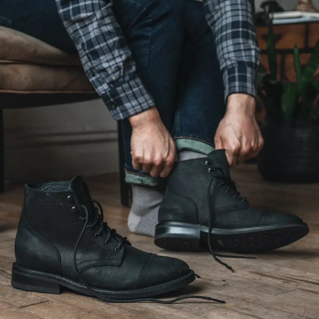 The Hayes Cap-Toe Boot — Matte Black