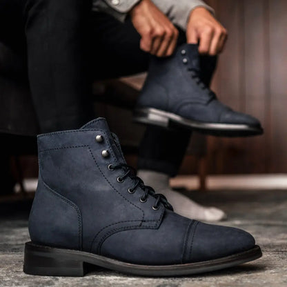 The Hayes Cap-Toe Boot — Matte Navy