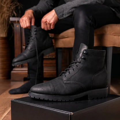 The Hayes Lug-Sole Boot — Matte Black
