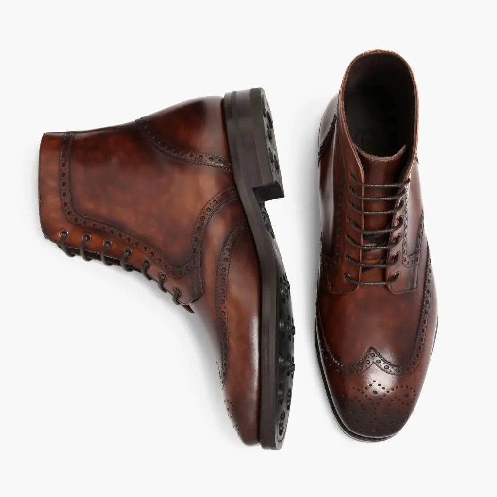 The Mercer Wingtip Boot — Burnished Cognac