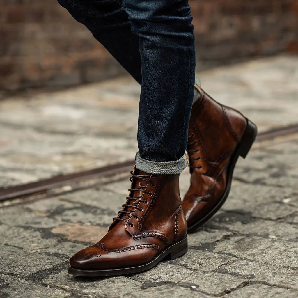 The Mercer Wingtip Boot — Burnished Cognac