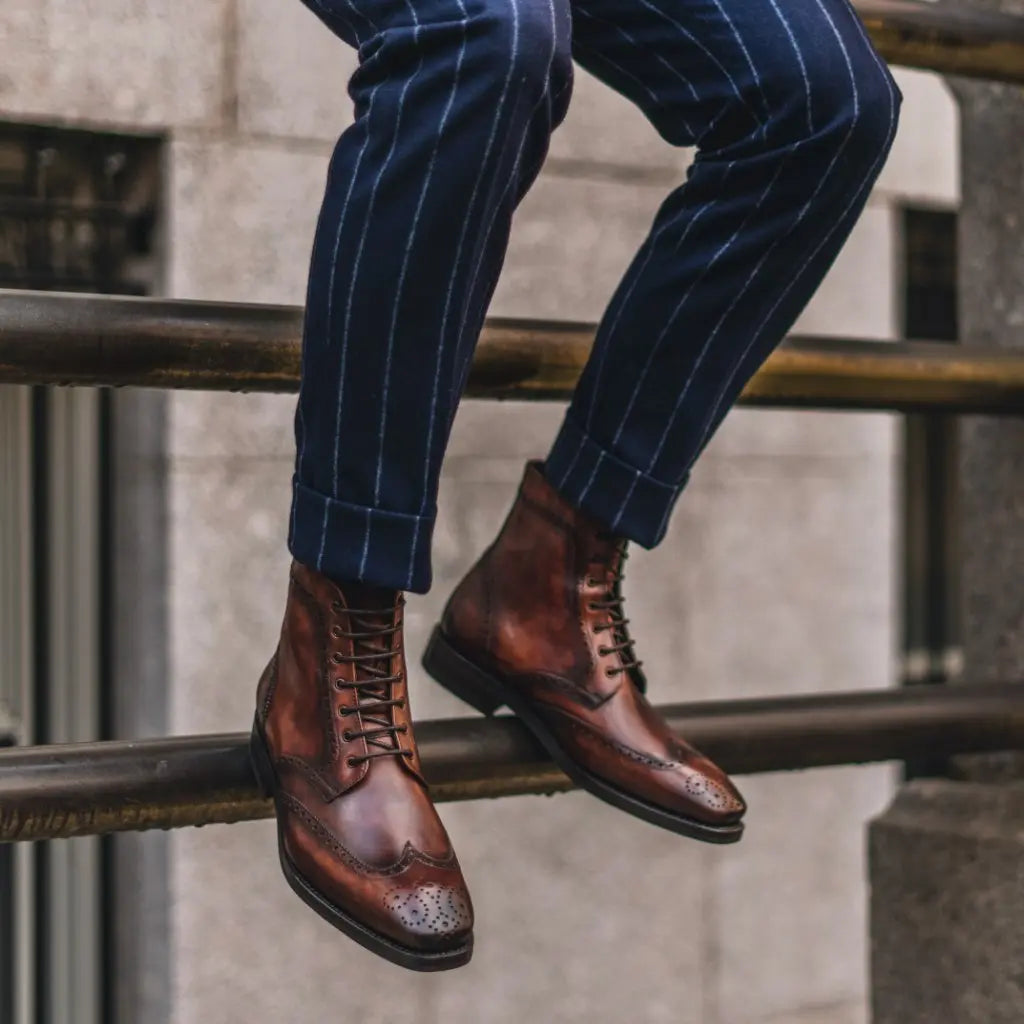 The Mercer Wingtip Boot — Burnished Cognac