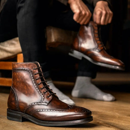 The Mercer Wingtip Boot — Burnished Cognac
